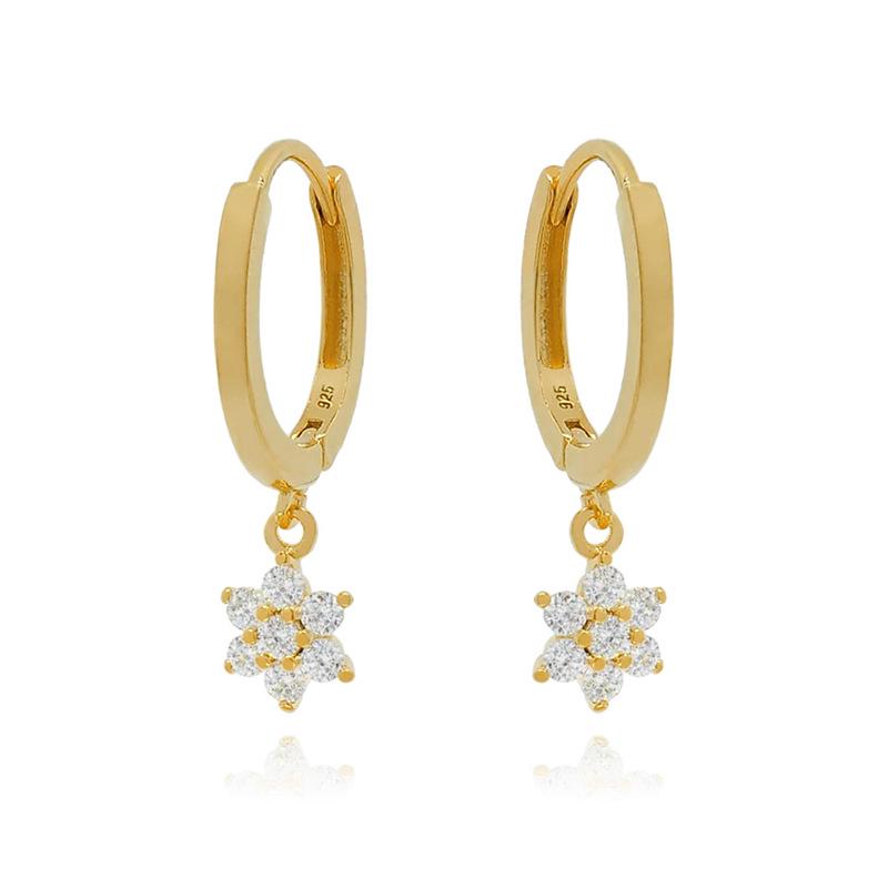 Kolczyki sztyfty z cyrkoniami pozłacane 24-karatowym złotem - Elegancki miedziany design