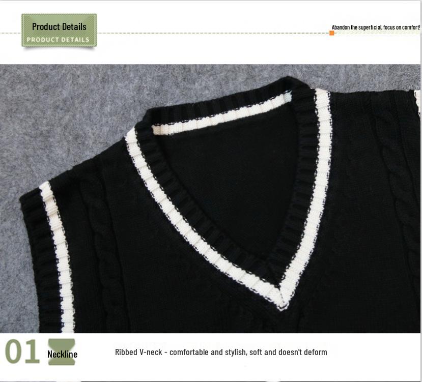 In-Stock Children's Preppy Style Knitted Wool School Uniform Vest - Sleeveless Sweater for Boys and Girls