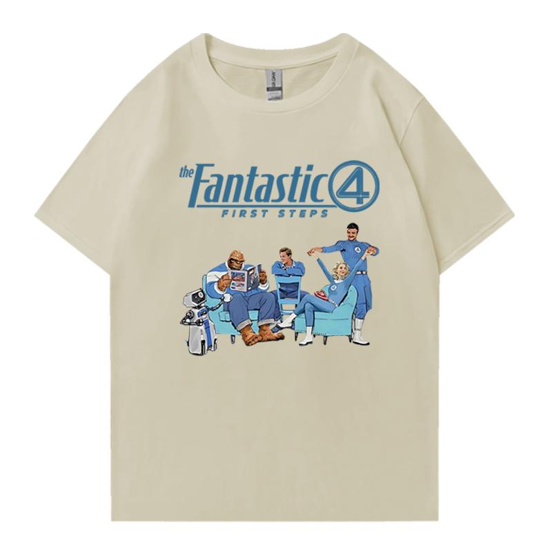 2025 The Fantastic Four First Steps Oversized 100% Cotton short sleeve t-shirts Hip Hop Men Women Summer Unisex T shirt clothing