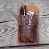 JJNUSA Leather EDC Pocket Slip, Army Sleeve & Pen Holder for Everyday Carry, Camping Accessories