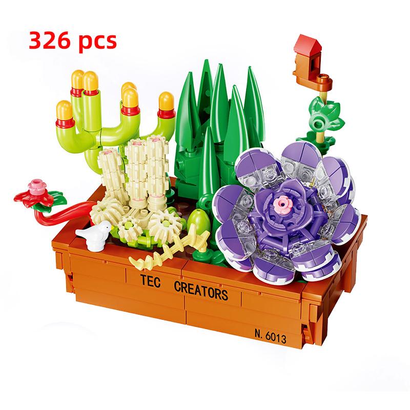 MOC Creative Ideas Flower Bouquet Bonsai Plant Succulents Building Blocks Bricks Kid Construction Toys For Friends Girls Gifts