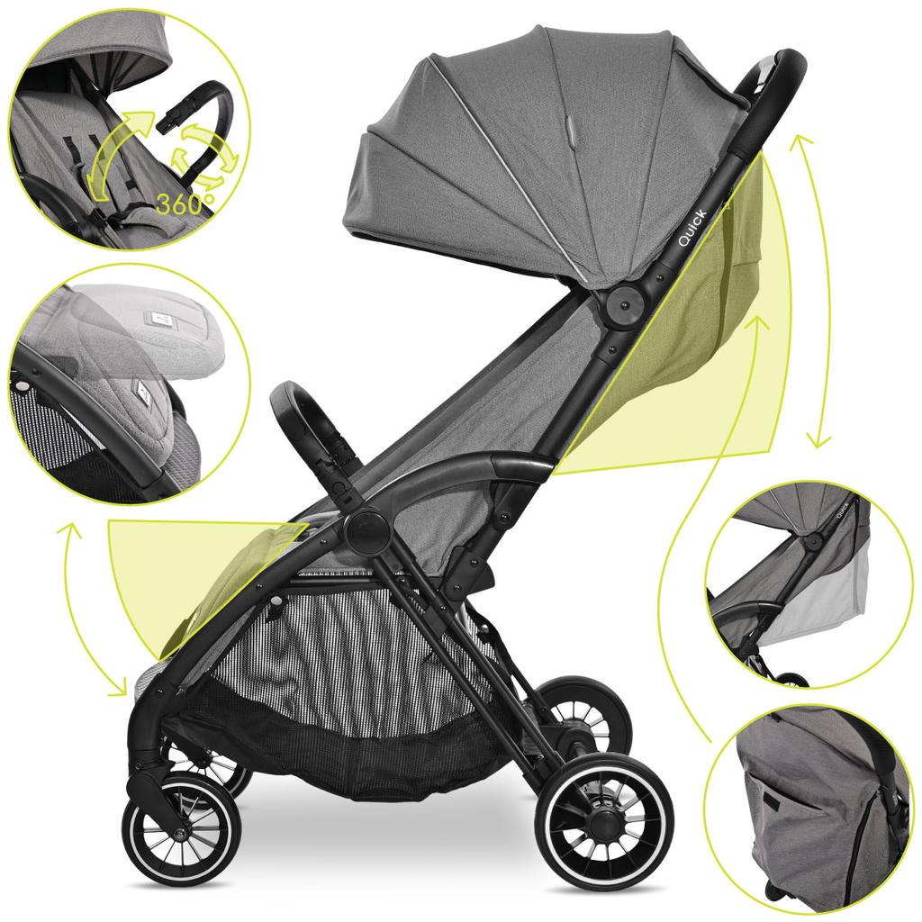 Lorelli quick - wózek spacerowy autofold do 22kg | grey