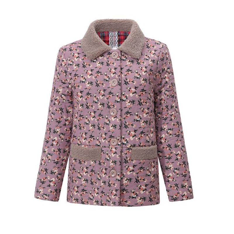 

Fleece winter new padded jacket medium and old padded jacket thickened warm jacket fashionable padded jacket women s floral 5XL [recommended 150-80kg] розовый