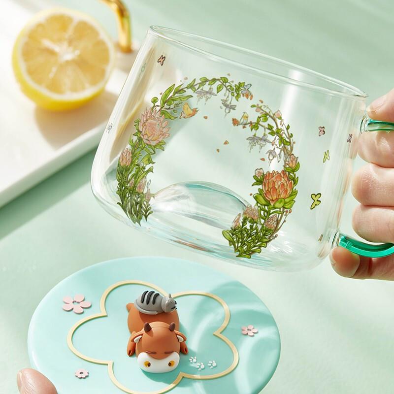 JING REPUBLIC Spring Field Flower Cute Glass Cup