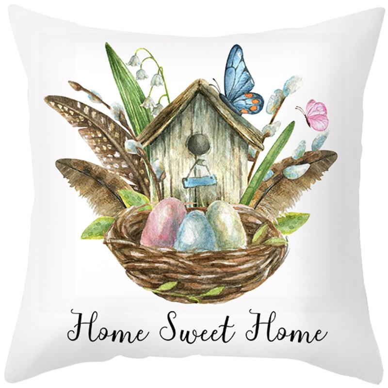 Cute Cartoon Rabbit Easter Pillow Cover New Sofa Cushion Cover Peach Leather Velvet Head Pillow Cover Premium Durable