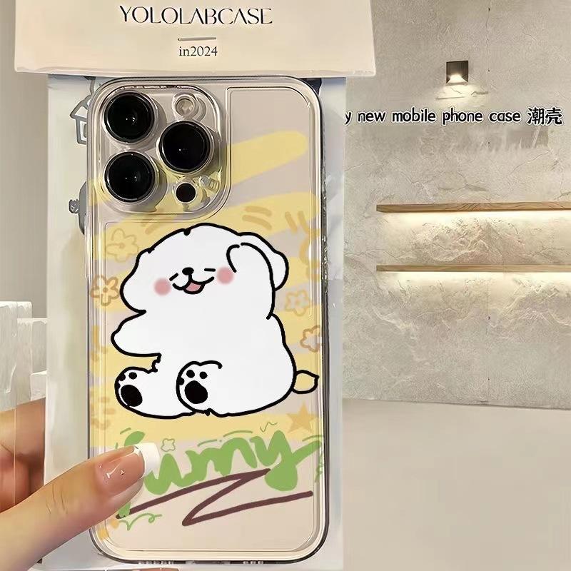 Touch Your Face, Bichon Is Suitable for Apple 16Promax Mobile Phone Case Xsmax Transparent 13/14 All-inclusive 12Pro Soft 78p.