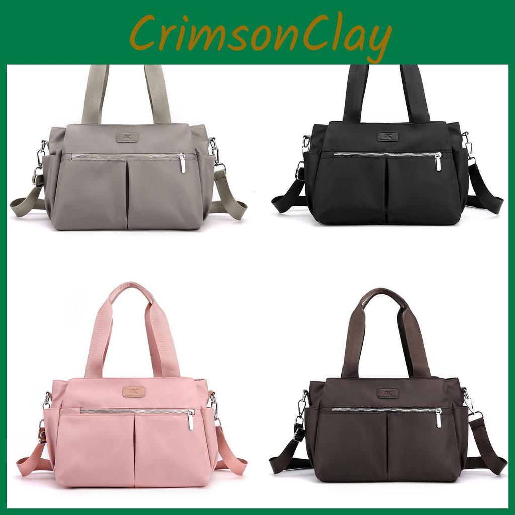 Womens Business Casual Nylon Shoulder Bag With Seam Detailing And Inner Storage