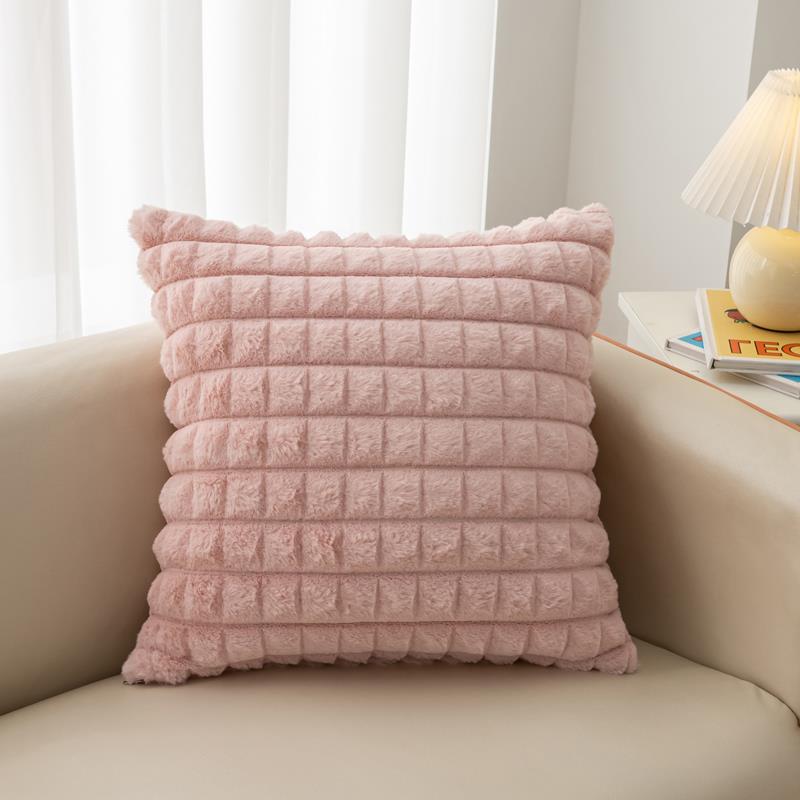 

Winter Warm Pillows 45x45cm 1 Piece Pack Faux Rabbit Fur Velvet Home Decor Sofa Small Checks Solid Modern Cushion Cover 30x50cm