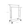 SONGMICS HSR12S Heavy Duty Metal Coat Rack Stand 110kg Heavy Duty Clothes Rack On Wheels Length 129-169 Cm Chrome