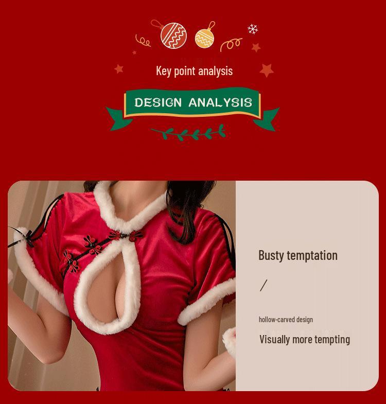 Passion Hanfu Cheongsam Lingerie Set - Women's Christmas Performance Costume