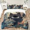 3pcs Temperamental Black Cat Printed Quilt Set - Soft and Comfortable Quilt Cover for Bedroom, Guest Room and Dormitory
