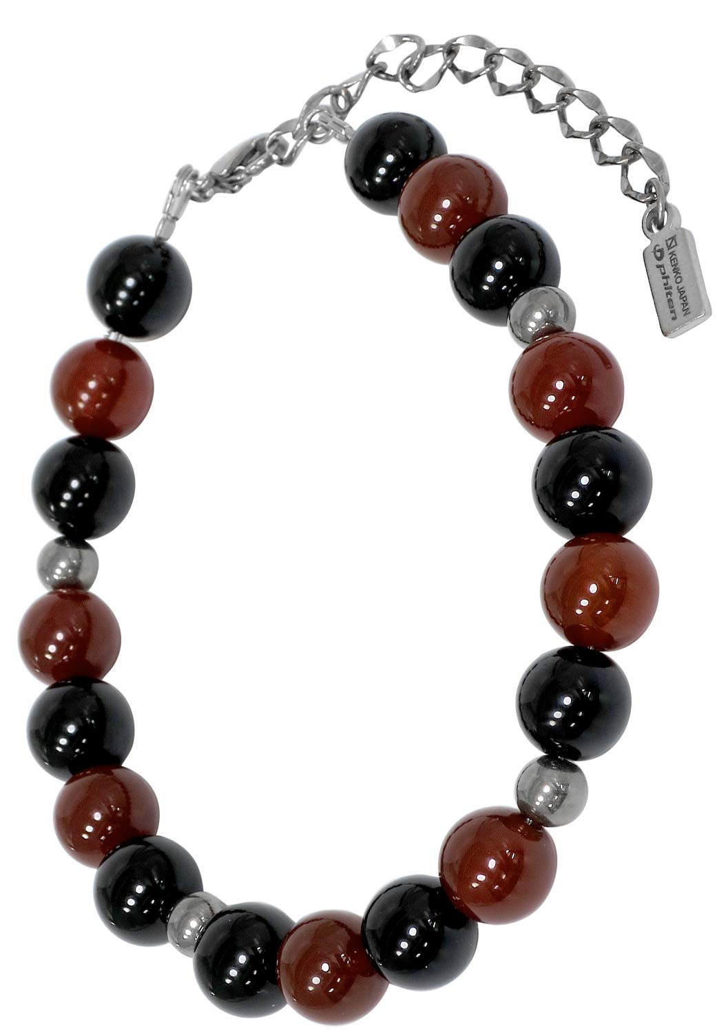 

Limited Edition Titanium Natural Stone Power Stone Bracelet Onyx Red Agate 8mm Length Metal Allergy Compatible [Phiten] Approx. 18-23cm