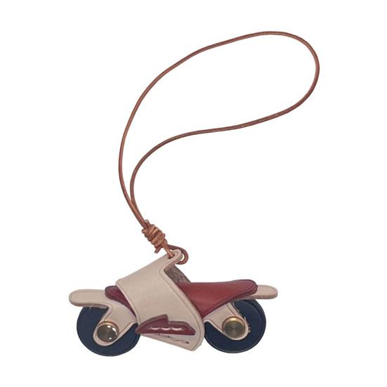 Motorcycle Bag Pendant Faux Leather Mini Motorcycle Backpack Charm Handmade Decorative Keychain Charm Gift