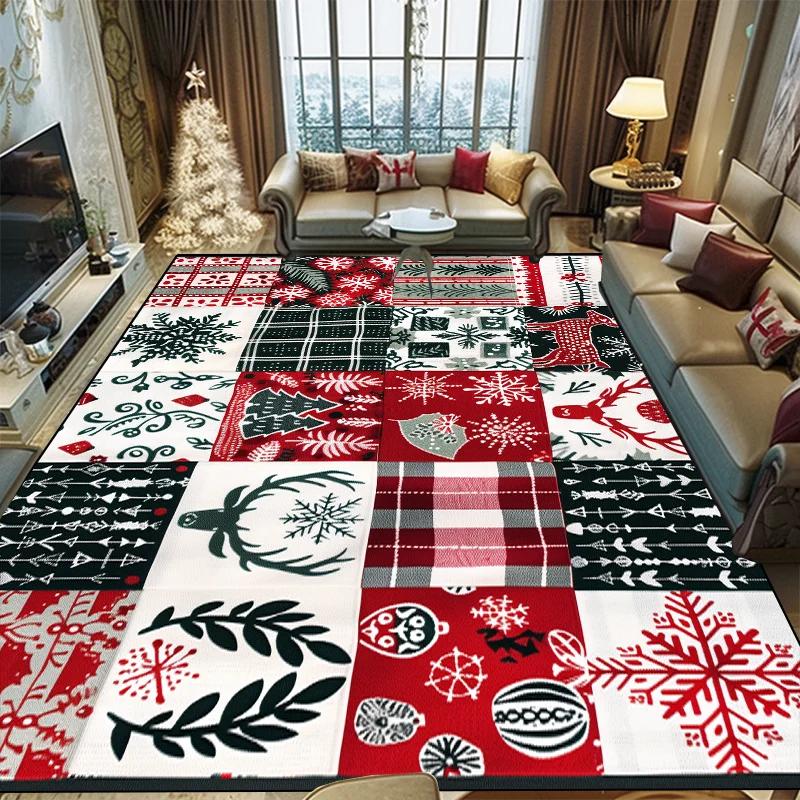 Weihnachtsteppich im amerikanischen Stil für Wohnzimmerdekoration Sofa Couchtisch Bereichsteppiche für Schlafzimmer Großer Bereich Bodenmatte Waschbar