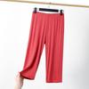 Frühling Sommer Dünn Modal 8XL Damen Hohe Taille Elastisch Einfarbig Sieben Punkte Haushose