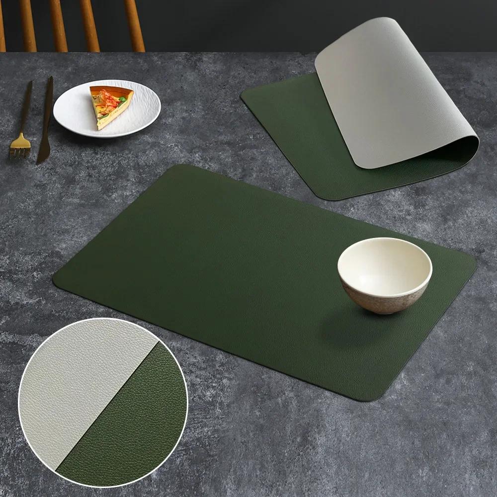 Thermal Insulation Mat PVC Double-sided Leather Dining Table Mat Desktop Decoration Home Dining Plate Mat Anti Slip Bowl Mat