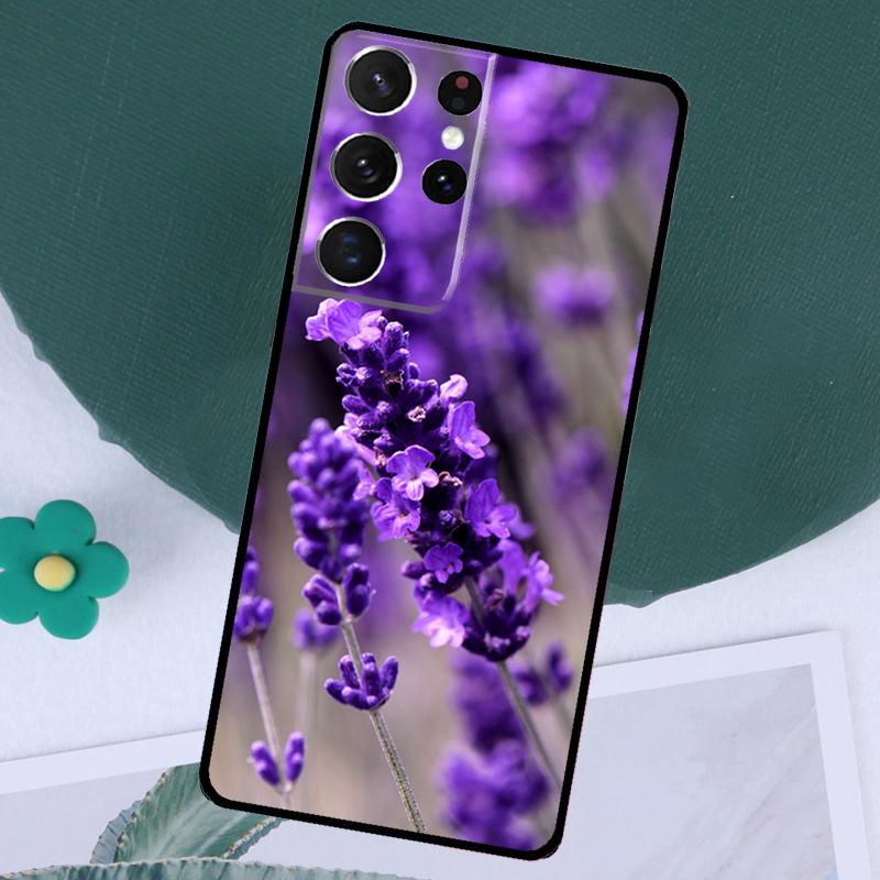 Purple Flowers Lavender Case For Samsung Galaxy S24 Ultra S23 S22 S21 Plus Note 10 Note 20 S9 S10 S20 S21 FE Cover
