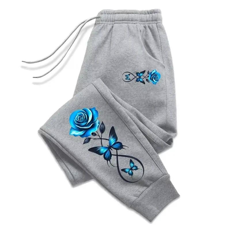 Womens Printing Sweatpants Fashion Casual Jogging Fitness Sport Trousers Street Versatile High Quality Soft Elastic Waist