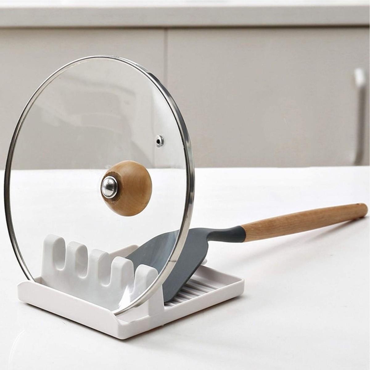 

Многофункциональный держатель для кухонных принадлежностей, подставка для крышек кастрюль, подставка для ложек, органайзер для столешницы, прочный пластик