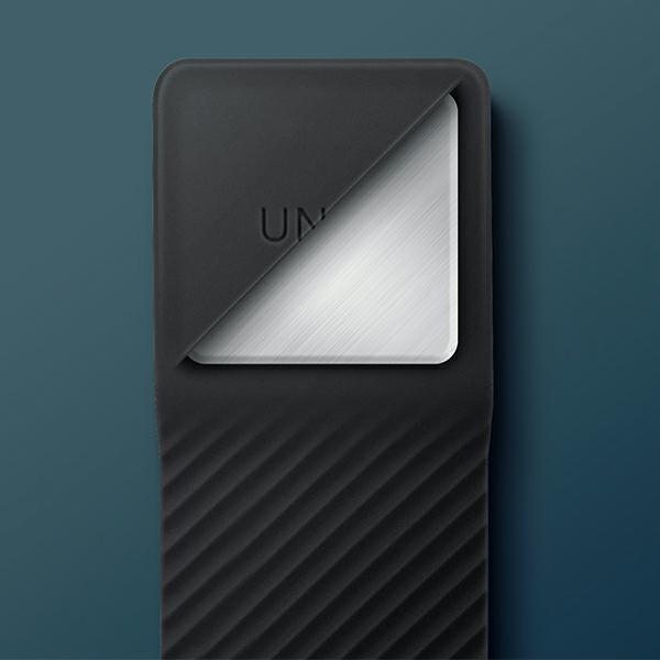 Custodia per iPhone 14 UNIQ Heldro Mount nero/fumo vapore