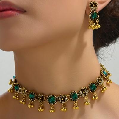 Pendant Necklace Earrings Set Beads Women Jewelry Set Vintage Tassel Jewelry Set  Gifts