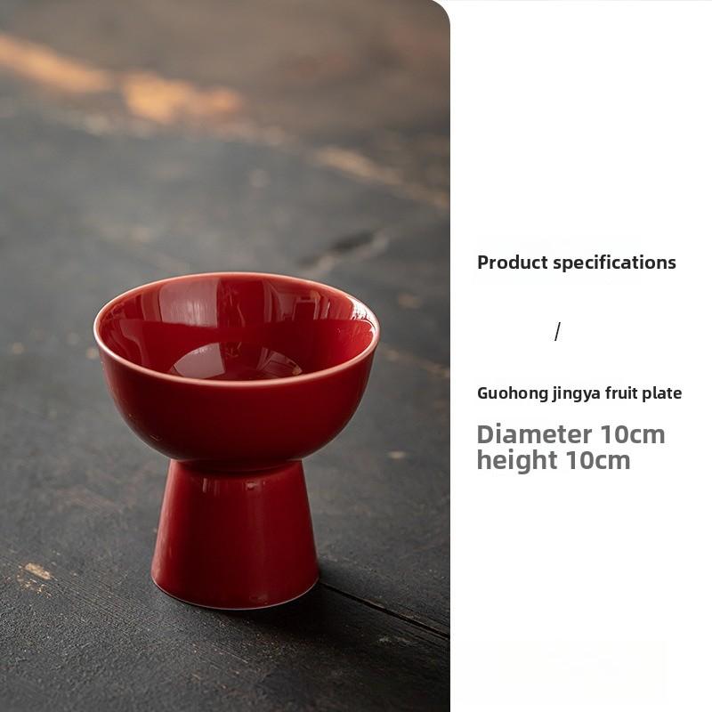 Chinese Ceramic High-footed Fruit Plate High-footed Household Fruit Dried Fruit Cake Plate Refreshment Inventory Heart Plate