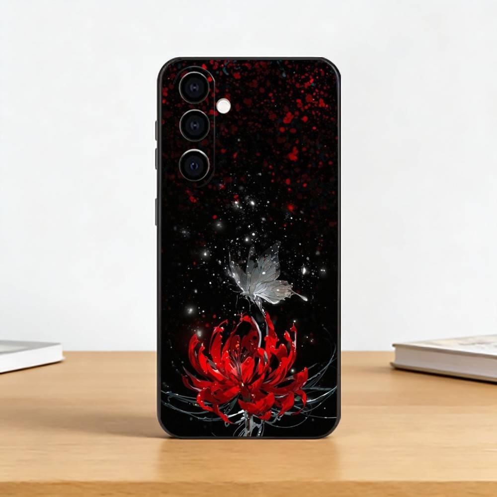 Red Spider L-lily Phone Case For Samsung Galaxy A73,A72,A71,A70,A53,A52,A51,Others Soft Black Cover