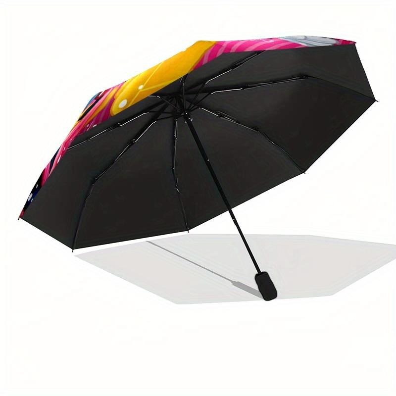 Disney Mickey Mouse and Minnie Automatic Open/Close Umbrella - Cute Umbrella with Cute Design, Portable 3-Fold Compact Umbrella