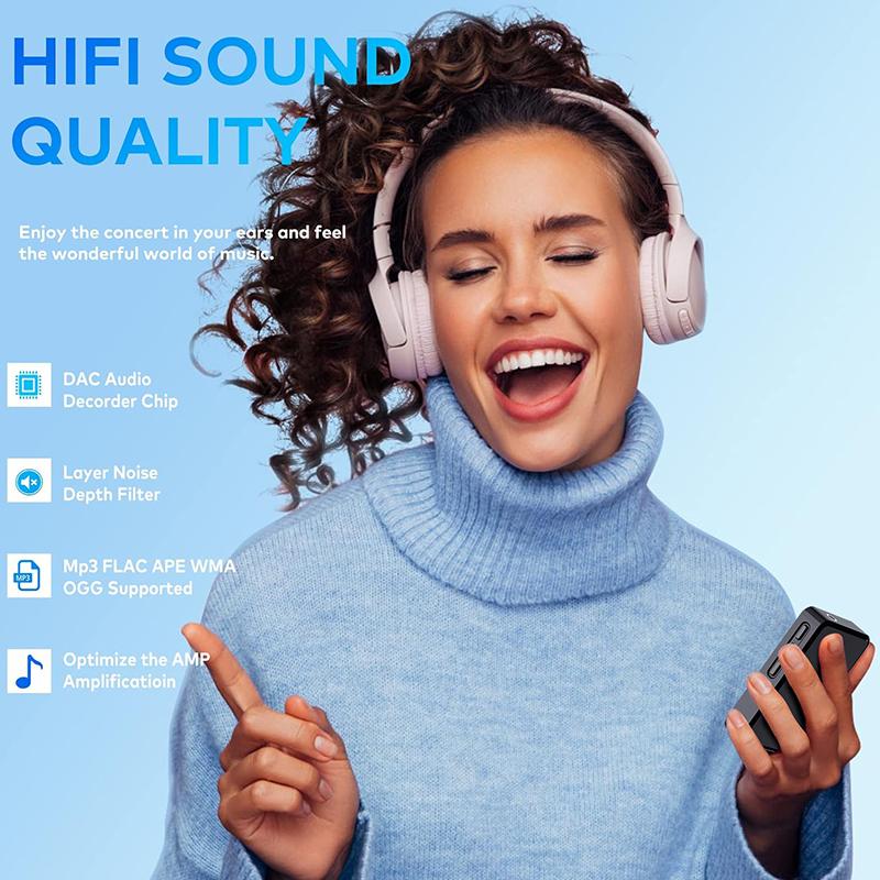 Bluetooth 5.2 MP3 MP4 Player 1.77inch Touch Screen Walkman Player Built-in HD Speaker with 3.5mm Earphone with E-book/FM Radio