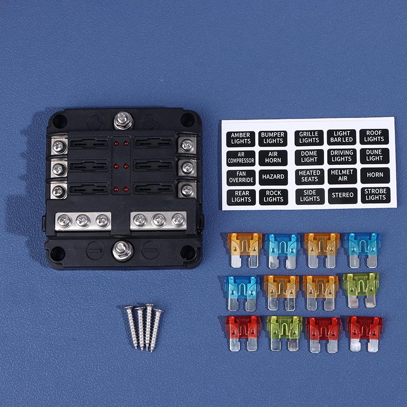 6/12 Way Blade Fuse 12-24V Car Boat Fuse Box Holder With Plastic Cover For Power Panel Board Camper Fuse1/2Pcs