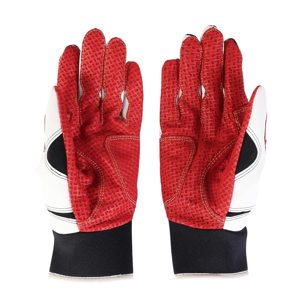 Marucci Buzun Batting X Gloves, Ambidextrous, Men's MBGFZNP-W/BK/R (White Black/L)