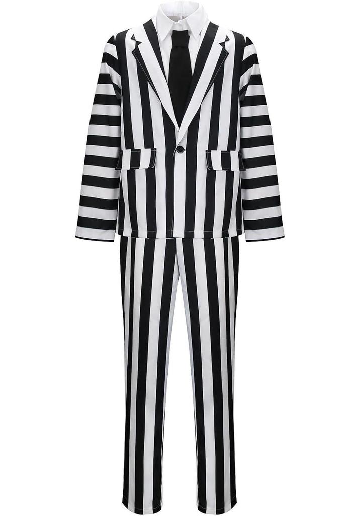 Beetlejuice Sorcerer Halloween Role-Playing Red Striped Suit & Skirt