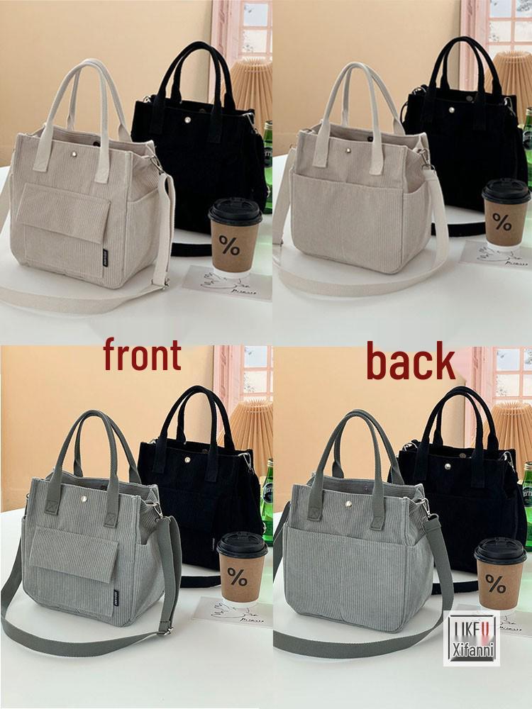 Original Multi-Pocket Corduroy Messenger Tote Bag - Versatile Handheld Student & Lunch Bag