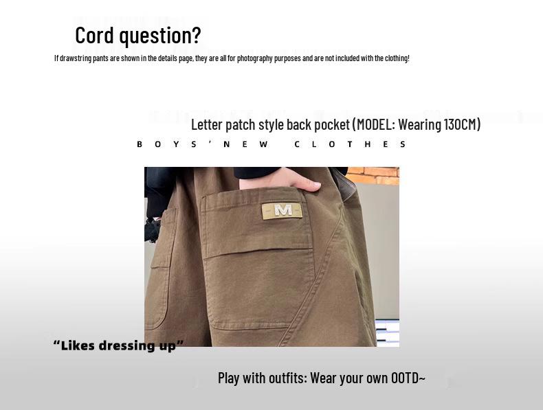 Boys' Fleece-Lined Wide-Leg Overalls for Teens - Trendy Casual Autumn Wear