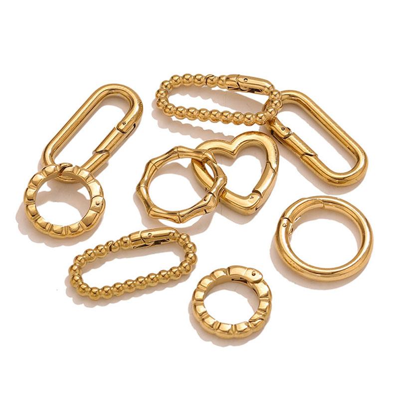 1Pcs Stainless Steel Clasps Gold Geometry Heart Round Ring Lobster Clasp Hook Connectors Diy Jewelry Making Supplies Accessories