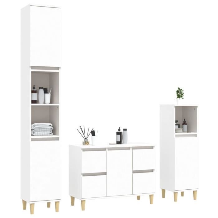 VidaXL Bathroom Furniture Set 3 Pcs White Engineered Wood 3185597