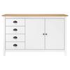 Hill Sideboard in Weiß 130 x 40 x 80 cm Massives Kiefernholz