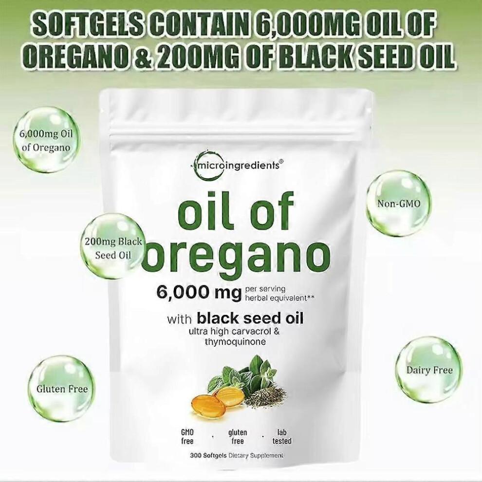 Oil of Oregano Black Seed Oil 6000mg Nutrition Gels & Chews 180/300 Count
