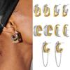 Mix Color C Shape Hoop Earrings Two-tone Design Huggie Earrings Double Layer Earrings  Gift Jewelry