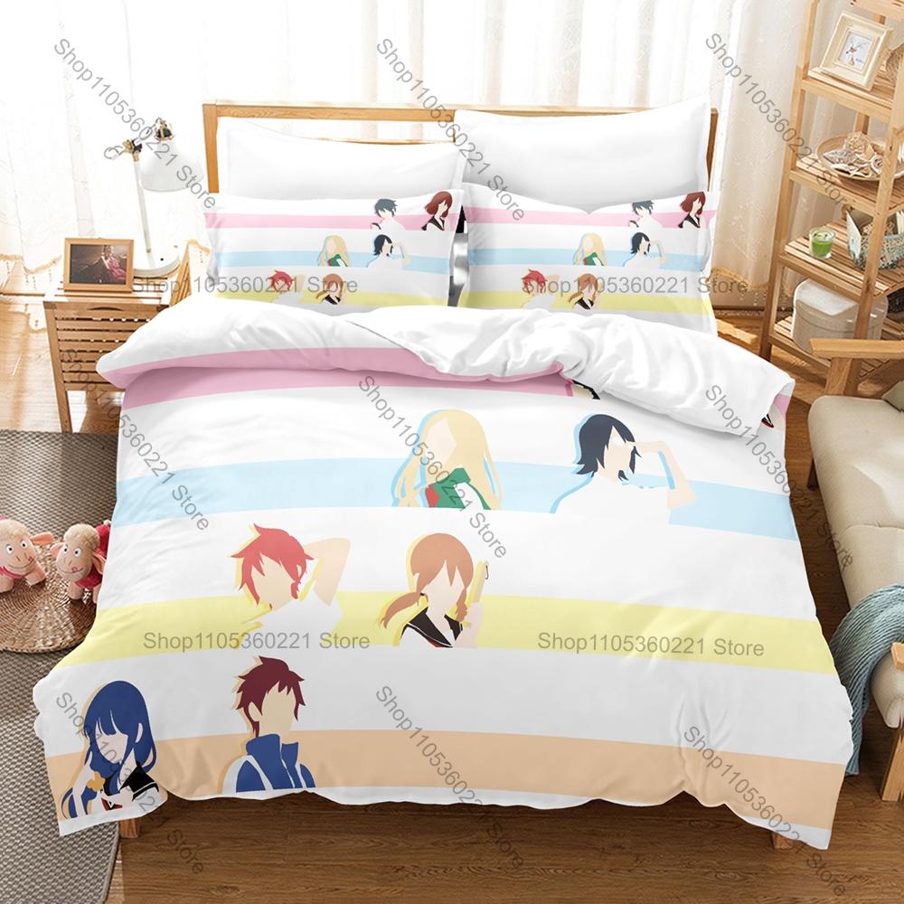 Cool Tsurezure Children Bedding Set 3Pcs Teen Love Comedy Manga Pattern Comfort Bed Linen For Otaku Anime Fans All Season