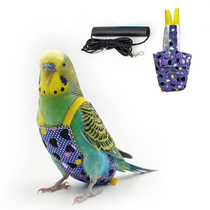 Adjustable Bird Flight Suits Escape Proof Feces Pocket Parrot Flying Harness Breathable Parrot Outdoor Leashes Bird Training