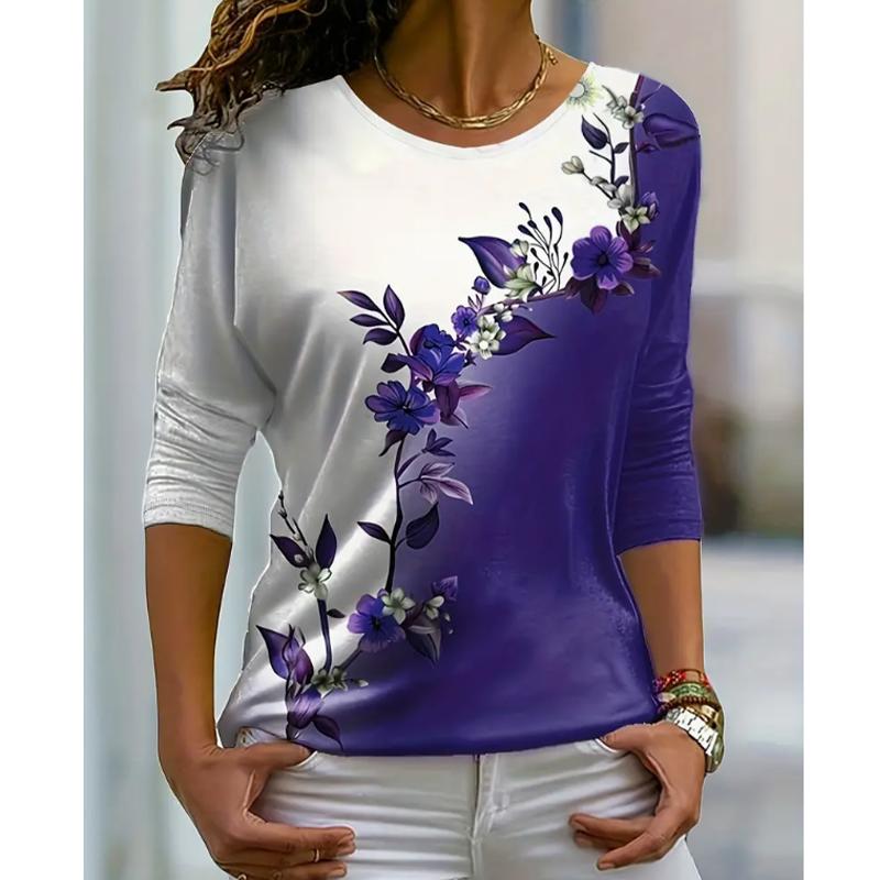 2025 Autumn & Winter Women's New Casual Crew Neck Long Sleeve Top 3D Flower Pattern