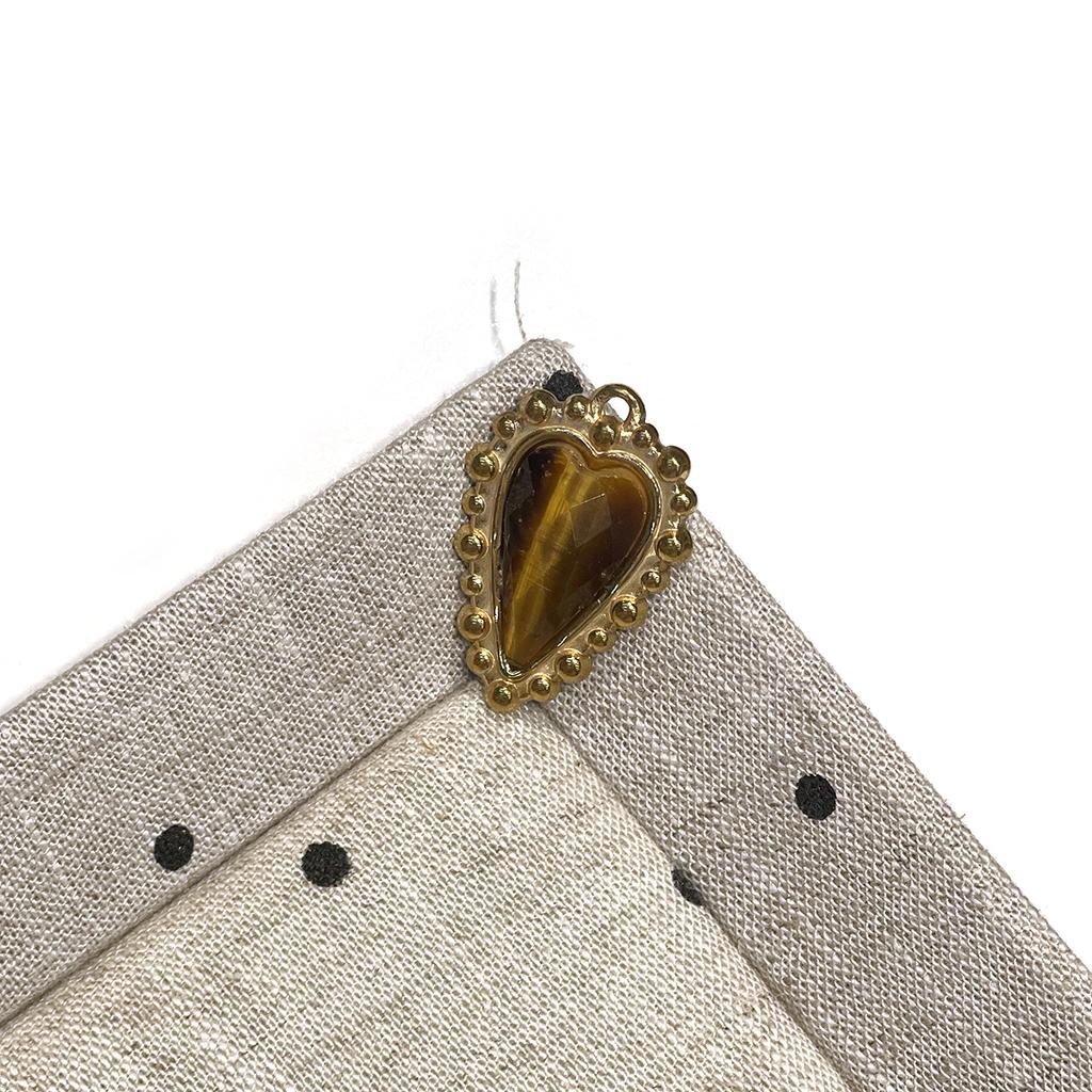 1Pc, Natural Stone Faceted Heart Pendant 19x28mm Golden Lace Bezel Frame Single Hole Charm for DIY Necklace Jewelry Making