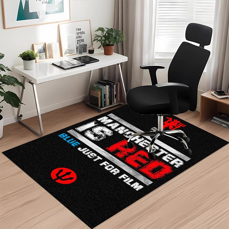 Manchester United Printed Carpet, for Office Chair Living Room Bedroom Kitchen Room Decor Gifts.