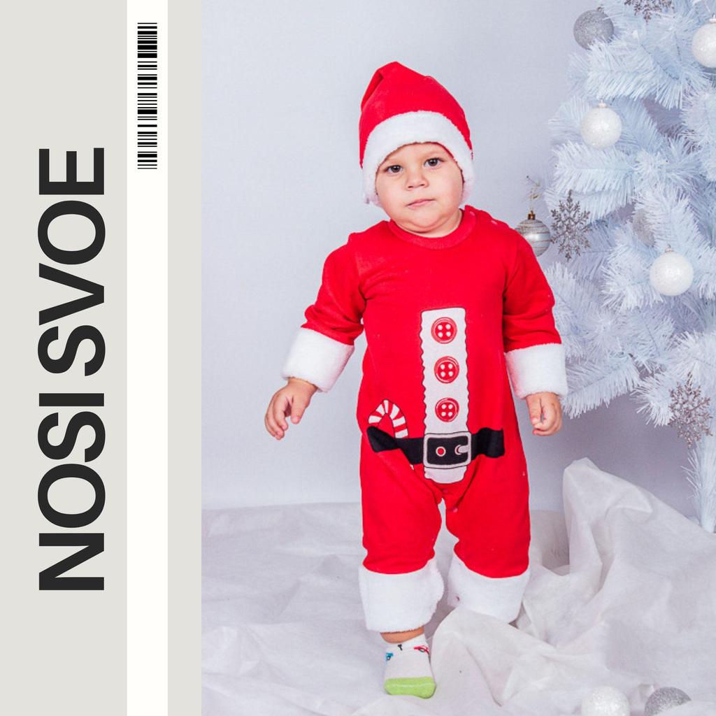 Newborn Boys’ Santa Costume – Warm Cotton Onesie with Hat, Winter, 9540-023-33 HC