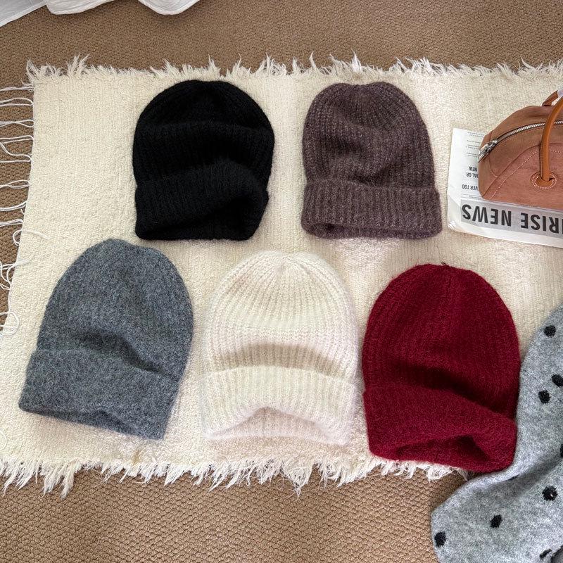 Japanese Style Wool Knit Hat: Versatile, Warm, Ear-Protecting Slouchy Cap for Women with Larger Head Circumference