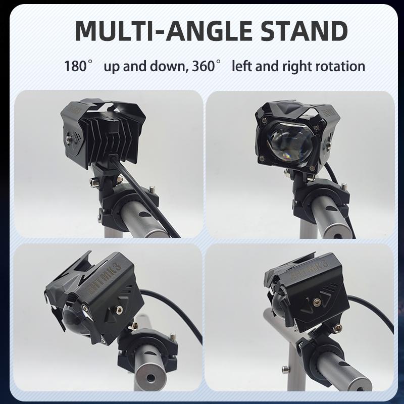 Motorcycle Spotlight Fog Light Low High Beam Headligh With Red DRL Auxiliary Flash Lamp For Off Road Driving Light  ATV UTV Truck With Wiring Harness