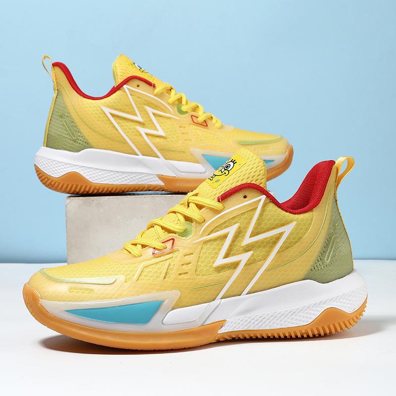 Buty do koszykówki SpongeBob dla mężczyzn i kobiet z niską cholewką, oddychające, antypoślizgowe, odporne na zużycie, amortyzujące wstrząsy, lekkie, z miękką podeszwą, studenckie, świecące