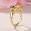 Unique Female Yellow Oval Round Zircon Stone Ring Dainty Gold Color Wedding  For Women