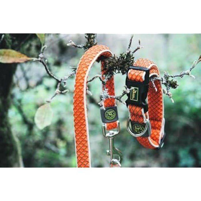 Sangle Réglable - HUNTER - Orange - Nylon Réfléchissant - Chien Moyen - Utilisation Extérieure